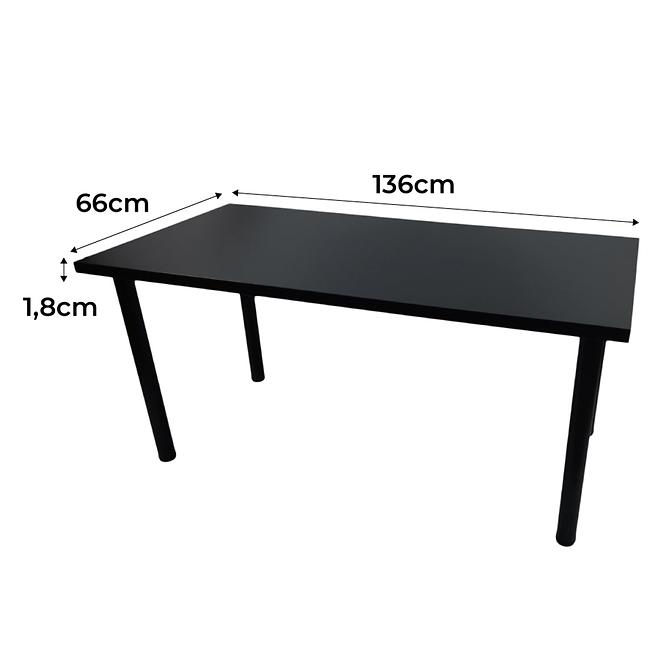 Písací Stôl Low Čierna 136x66x1,8 Model 0