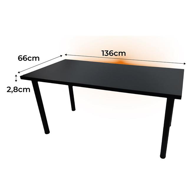 Písací Stôl Low Čierna 136x66x2,8 Model 1
