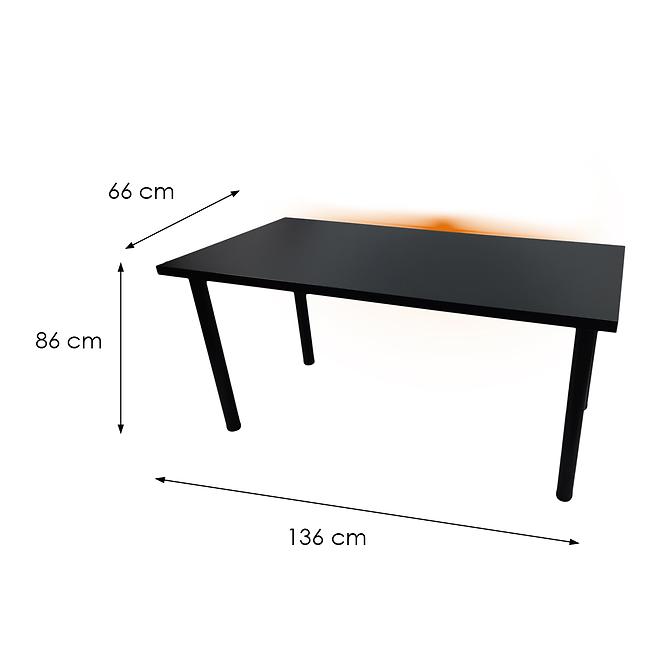 Písací Stôl Low Čierna 136x66x2,8 Model 1