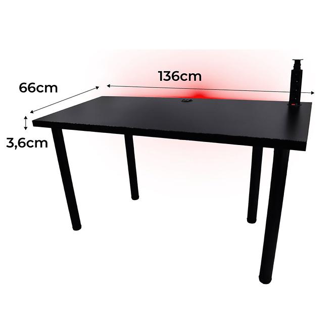 Písací Stôl Low Čierna 136x66x3,6 Model 3