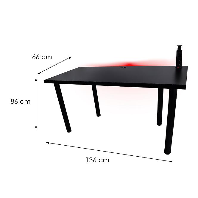 Písací Stôl Low Čierna 136x66x3,6 Model 3