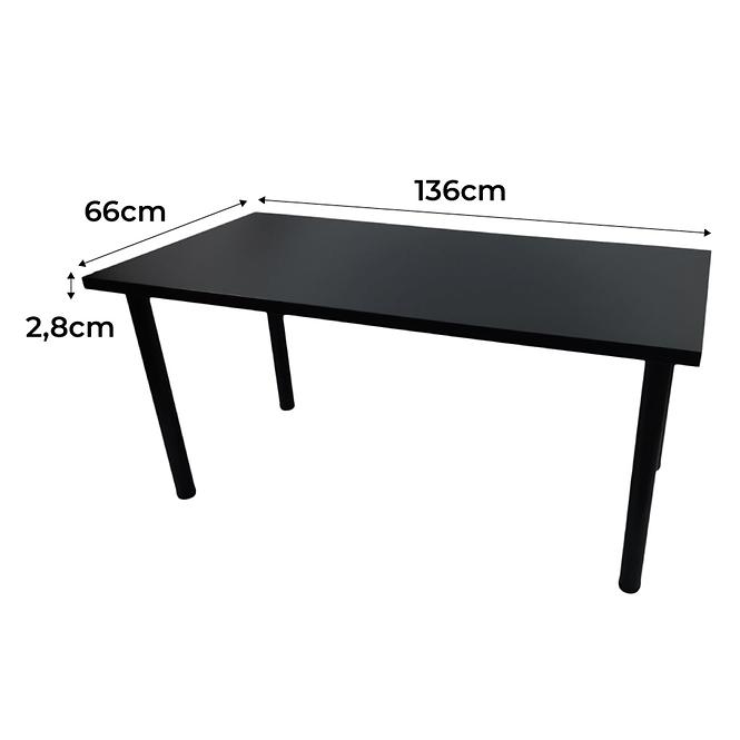 Písací Stôl Top Čierna 136x66x2,8 Model 0