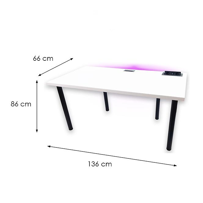 Písací Stôl Top Biely 136x66x3,6 Model 3