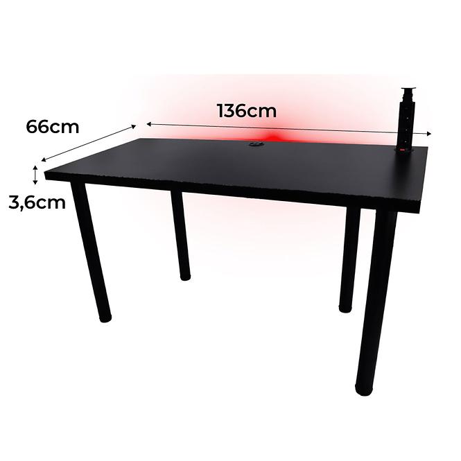 Písací Stôl Low Loft Čierna 136x66x3,6 Model 3