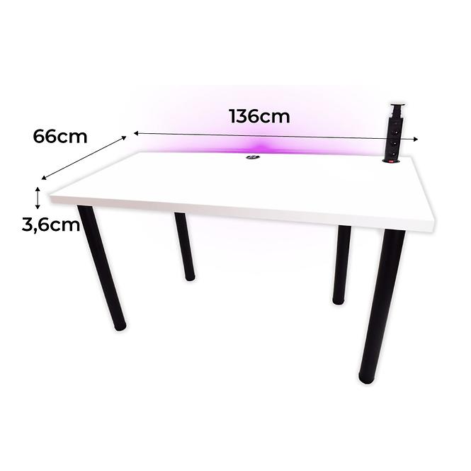 Písací Stôl Low Loft Biely 136x66x3,6 Model 3