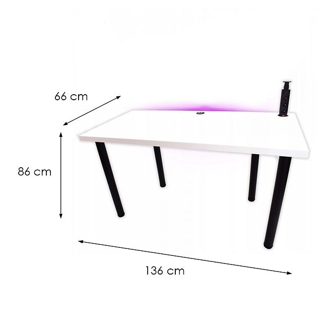 Písací Stôl Low Loft Biely 136x66x3,6 Model 3