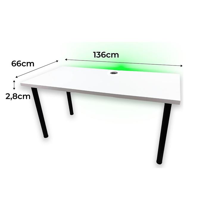 Písací Stôl Low Loft Biely 136x66x2,8 Model 2