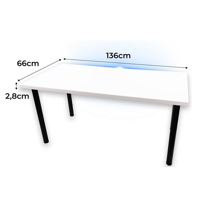 Písací Stôl Low Loft Biely 136x66x2,8 Model 1