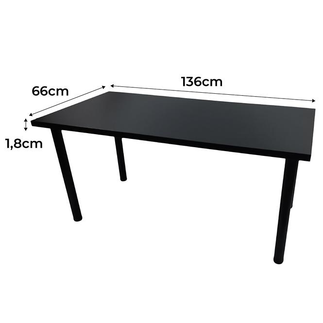 Písací Stôl Low Loft Čierna 136x66x1,8 Model 0