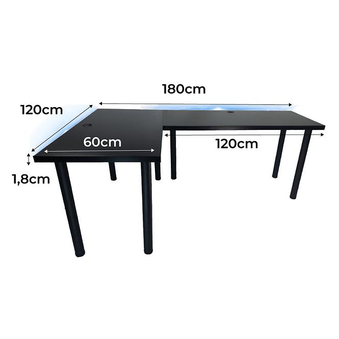Písací Stôl Roh. Low Čierna 180x120x1,8 Model 0