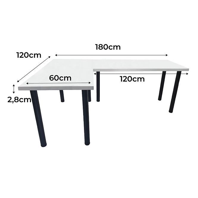 Písací Stôl Roh. Low Biely 180x120x2,8 Model 0