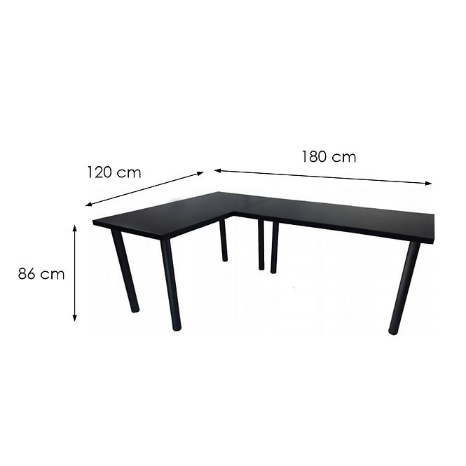 Písací Stôl Roh. Low Čierna 180x120x2,8 Model 0