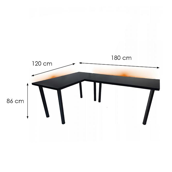 Písací Stôl Roh. Low Čierna 180x120x2,8 Model 1