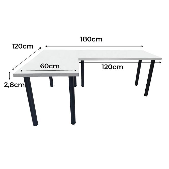 Písací Stôl Roh. Top Biely 180x120x2,8 Model 0