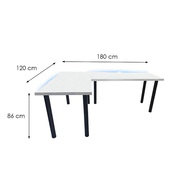 Písací Stôl Roh. Top Biely 180x120x2,8 Model 1