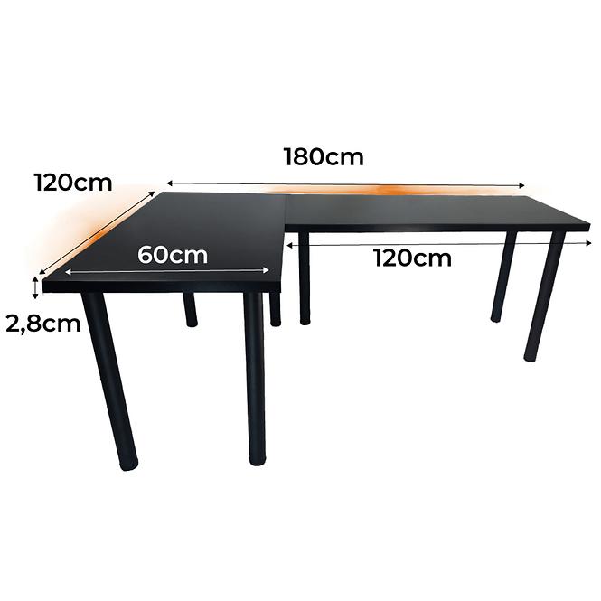 Písací Stôl Roh. Top Čierna 180x120x2,8 Model 1