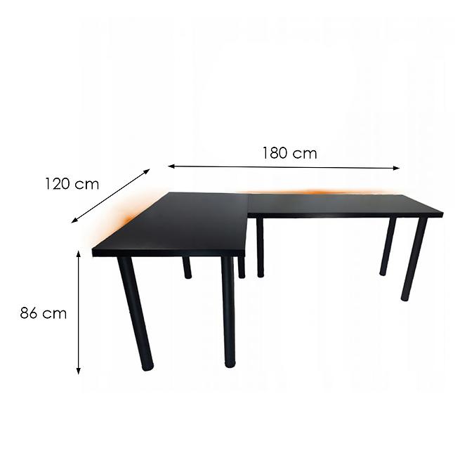 Písací Stôl Roh. Top Čierna 180x120x2,8 Model 1