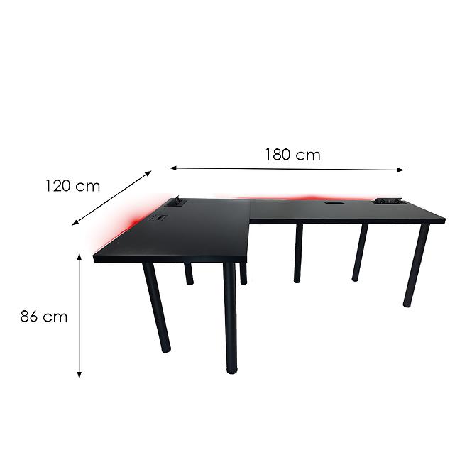 Písací Stôl Roh. Top Čierna 180x120x3,6 Model 3