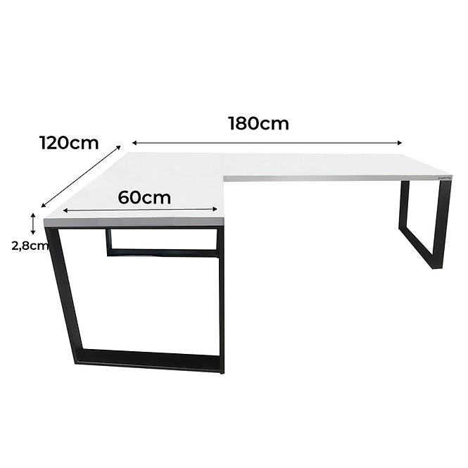 Písací Stôl Roh. Loft Low Biely 180x120x2,8 Model 0