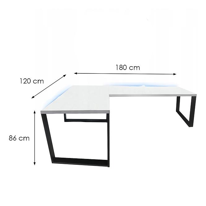 Písací Stôl Roh. Loft Low Biely 180x120x2,8 Model 1