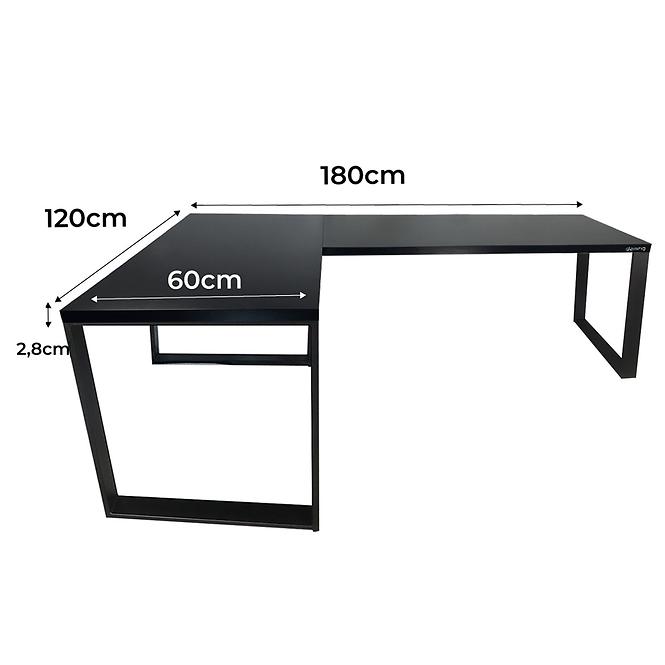 Písací Stôl Roh. Loft Low Čierna 180x120x2,8 Model 0