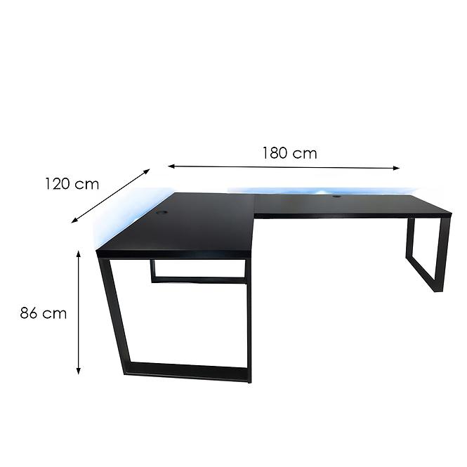 Písací Stôl Roh. Loft Low Čierna 180x120x2,8 Model 2