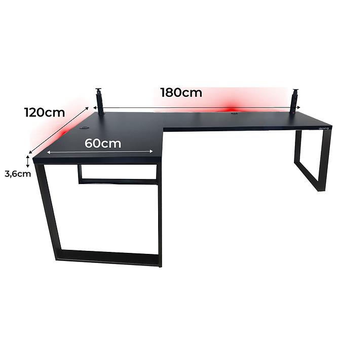 Písací Stôl Roh. Loft Low Čierna 180x120x3,6 Model 3