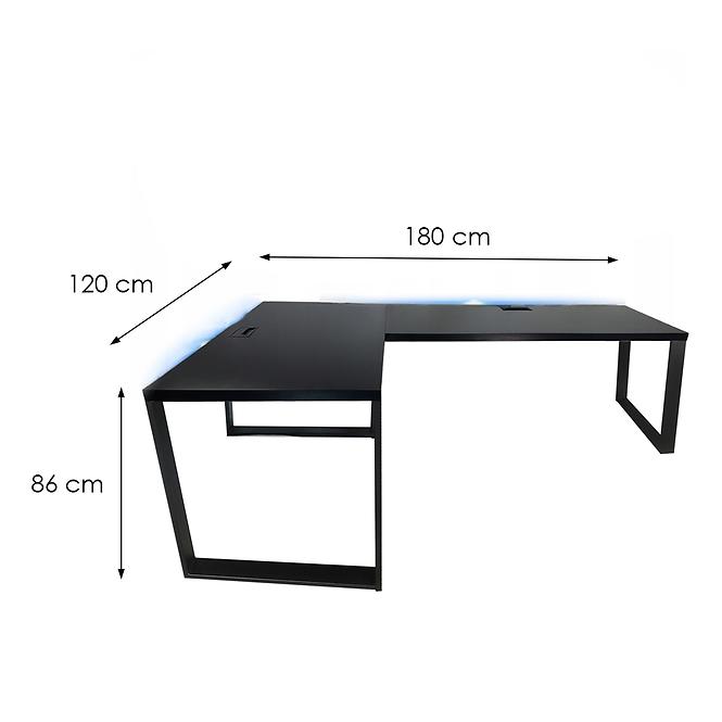 Písací Stôl Roh. Loft Top Čierna 180x120x2,8 Model 2
