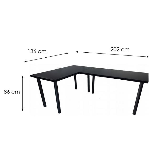 Písací Stôl Roh. Low Čierna 202x136x1,8 Model 0