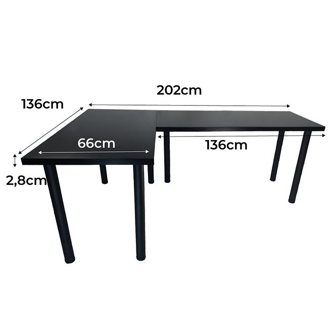 Písací Stôl Roh. Top Čierna 202x136x2,8 Model 0