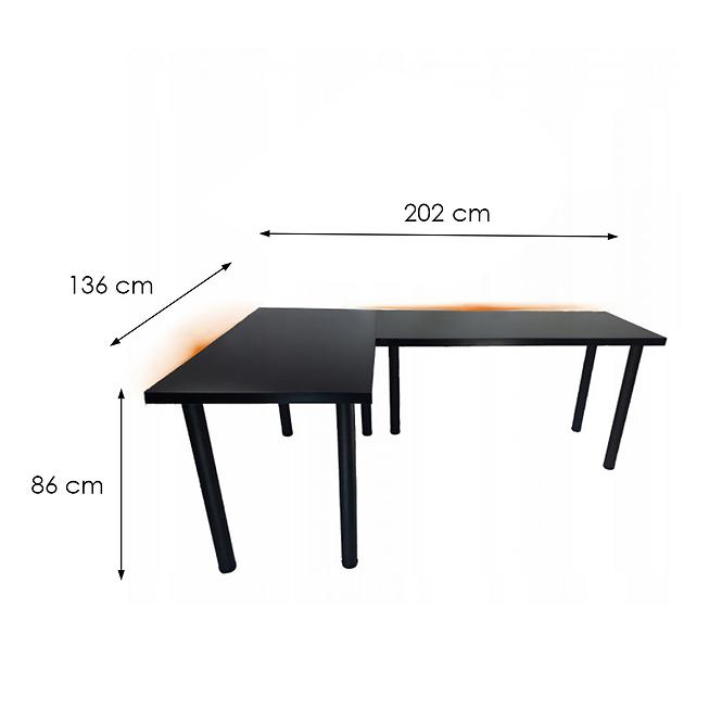 Písací Stôl Roh. Top Čierna 202x136x2,8 Model 1