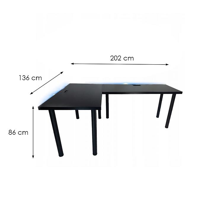 Písací Stôl Roh. Top Čierna 202x136x2,8 Model 2