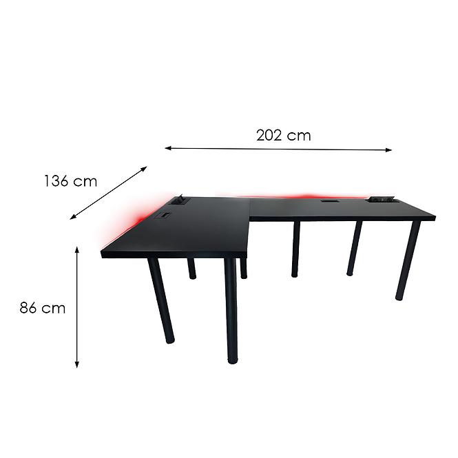 Písací Stôl Roh. Top Čierna 202x136x3,6 Model 3