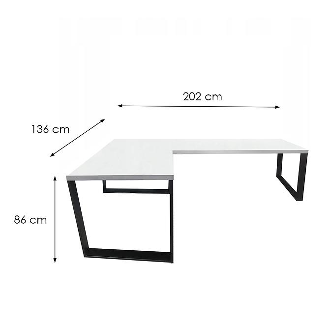Písací Stôl Roh. Loft Low Biely 202x136x1,8 Model 0