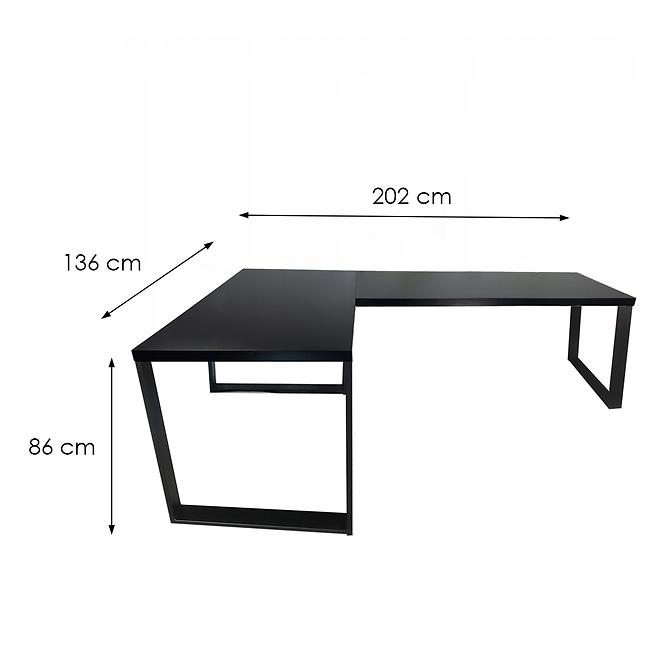 Písací Stôl Roh. Loft Low Čierna 202x136x1,8 Model 0