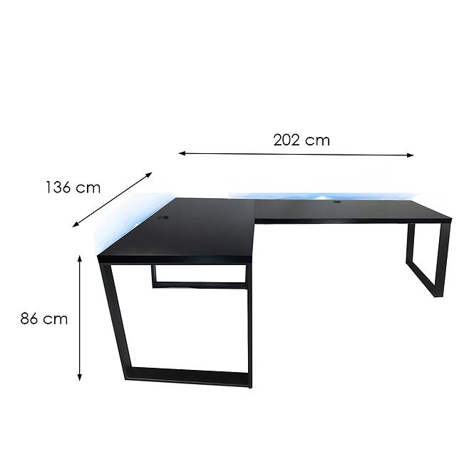 Písací Stôl Roh. Loft Low Čierna 202x136x2,8 Model 2