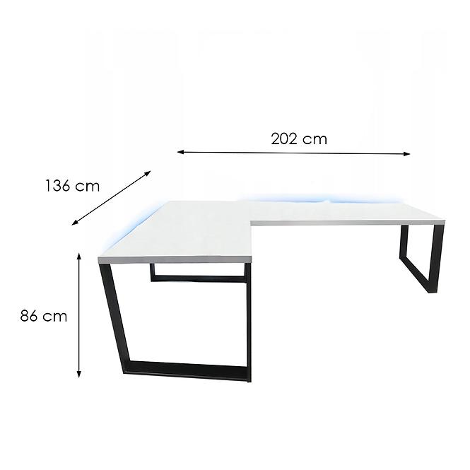 Písací Stôl Roh. Loft Top Biely 202x136x2,8 Model 1