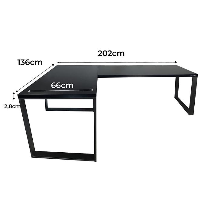 Písací Stôl Roh. Loft Top Čierna 202x136x2,8 Model 0