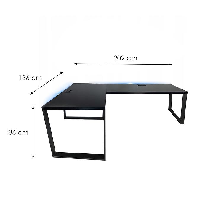 Písací Stôl Roh. Loft Top Čierna 202x136x2,8 Model 2