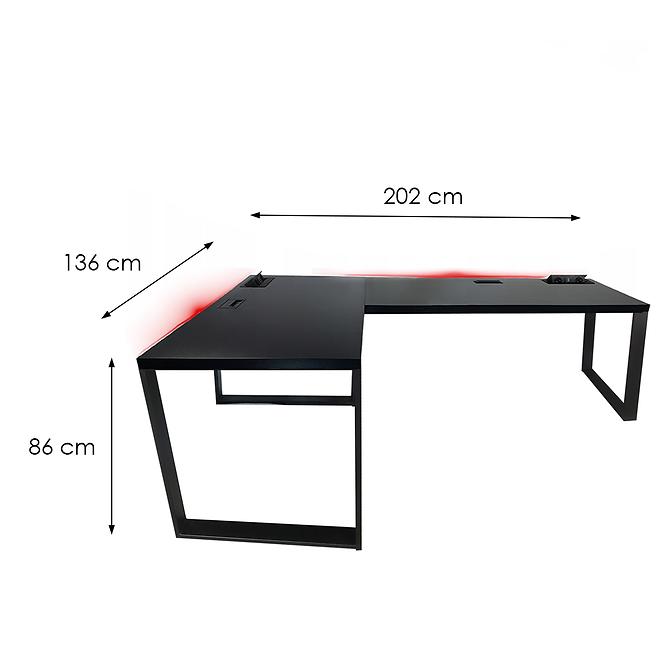 Písací Stôl Roh. Loft Top Čierna 202x136x3,6 Model 3