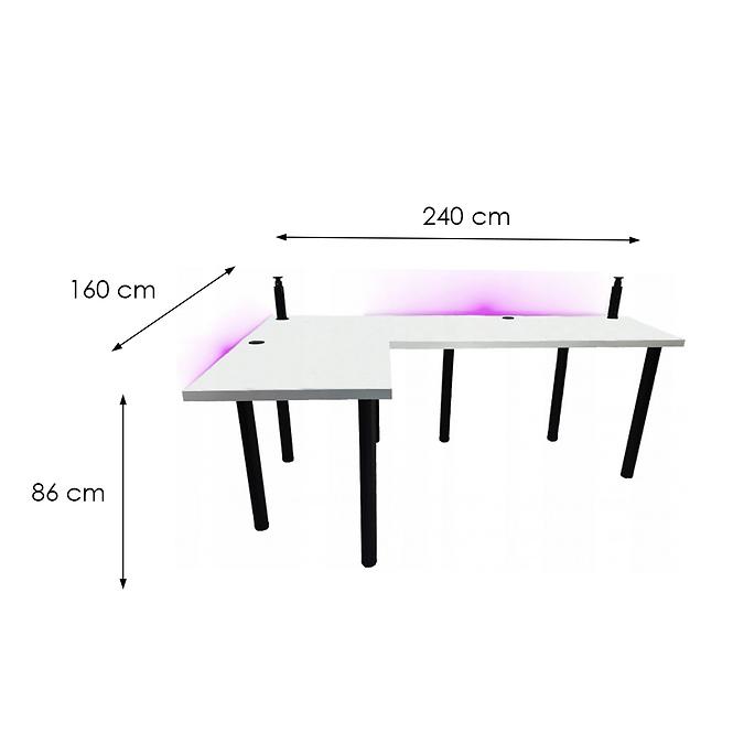 Písací Stôl Roh. Low Biely 240x160x3,6 Model 3