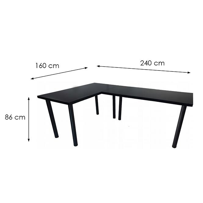 Písací Stôl Roh. Low Čierna 240x160x3,6 Model 0