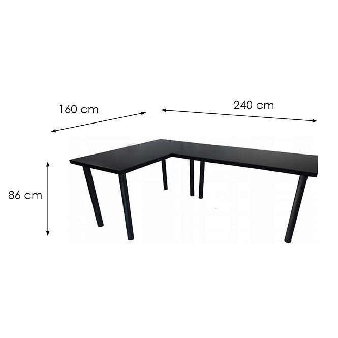 Písací Stôl Roh. Top Čierna 240x160x3,6 Model 0