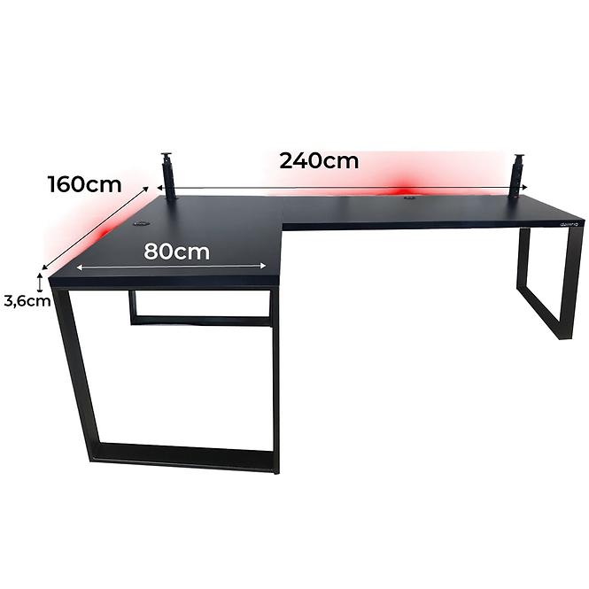Písací Stôl Roh. Top Čierna 240x160x3,6 Model 3