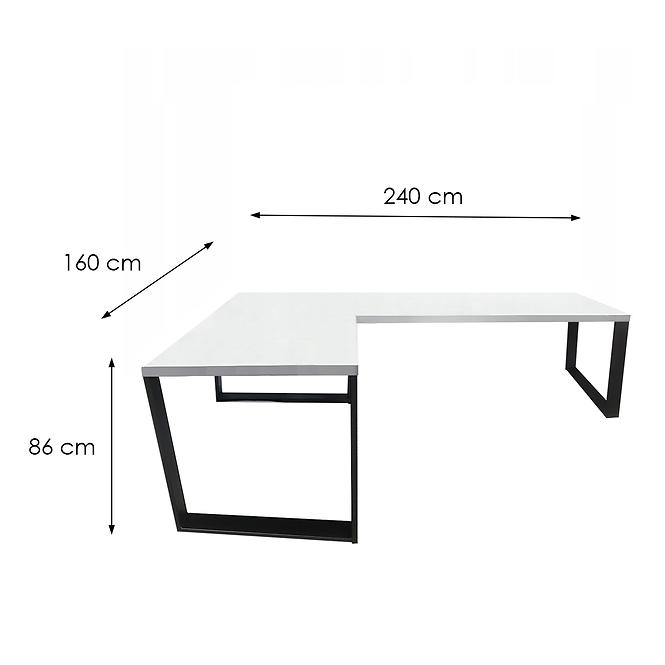 Písací Stôl Roh. Loft Low Biely 240x160x3,6 Model 0