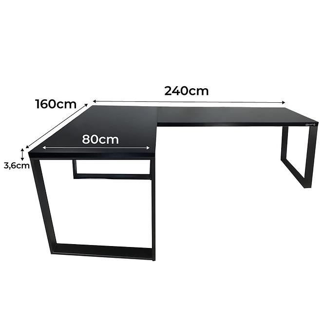 Písací Stôl Roh. Loft Low Čierna 240x160x3,6 Model 0