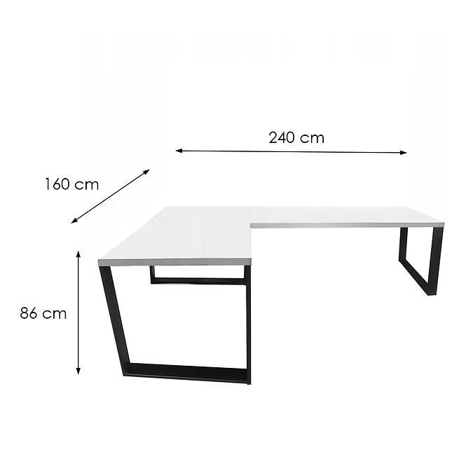 Písací Stôl Roh. Loft Top Biely 240x160x3,6 Model 0
