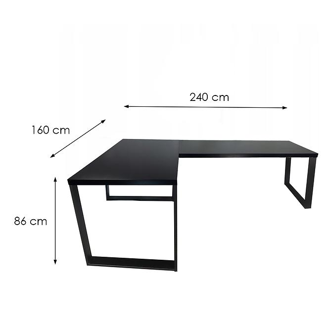 Písací Stôl Roh. Loft Top Čierna 240x160x3,6 Model 0