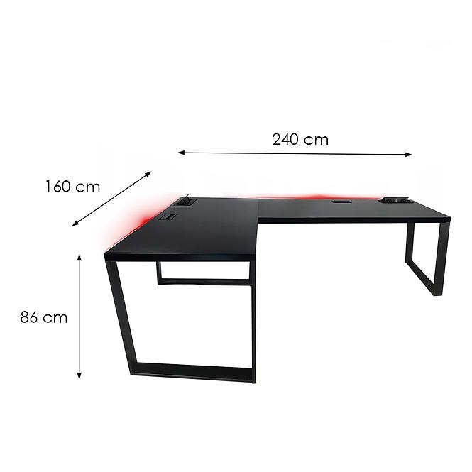 Písací Stôl Roh. Loft Top Čierna 240x160x3,6 Model 3