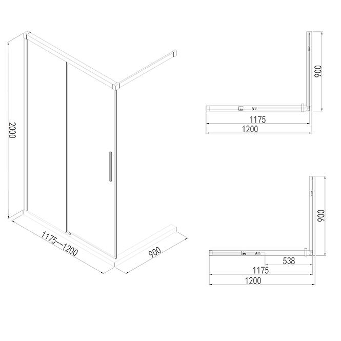 Sprchová stena Walk-In Relax 120x200 chróm